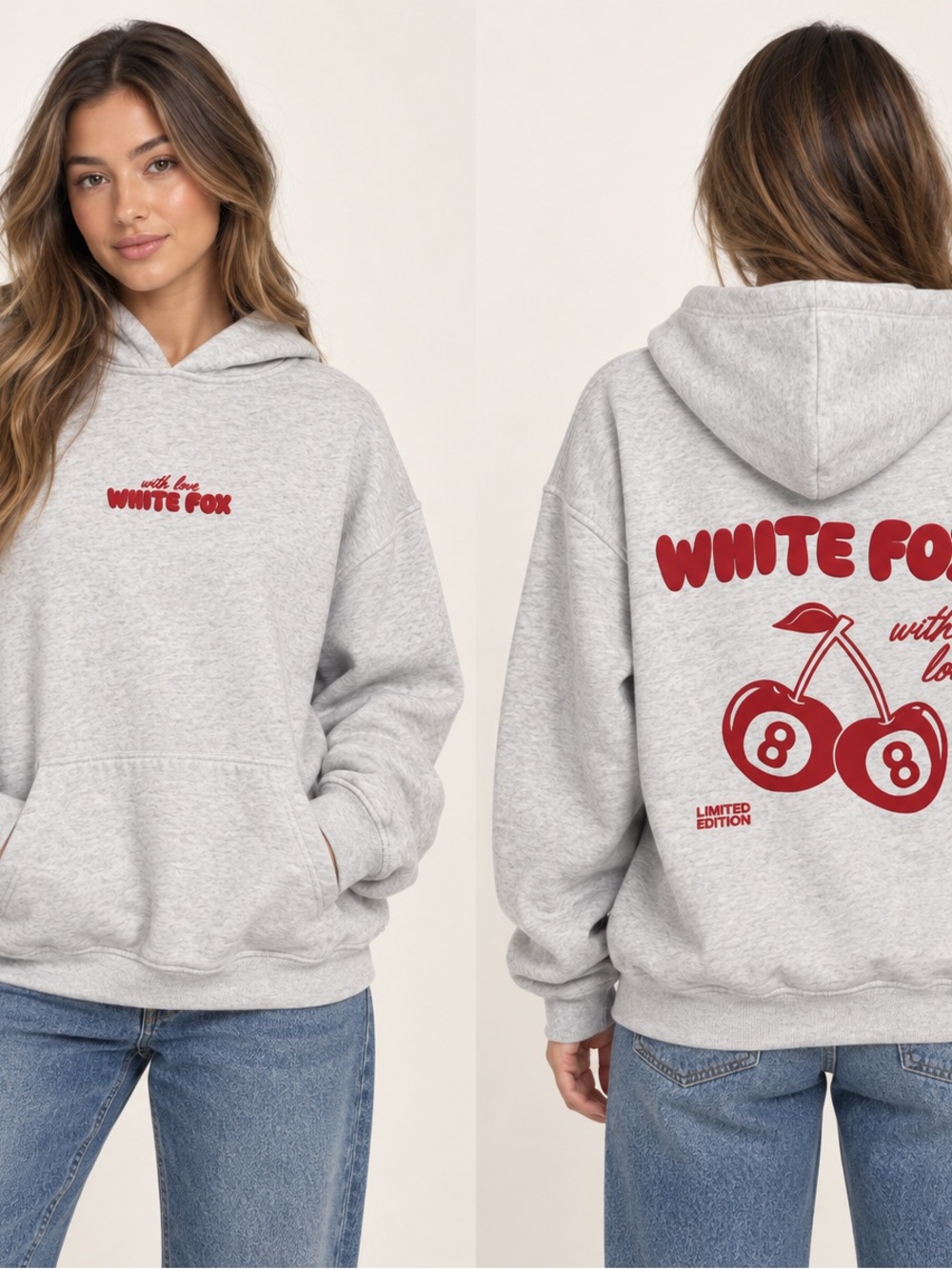 White Fox with love Limited Edition Cherry Graphic Hoodie
